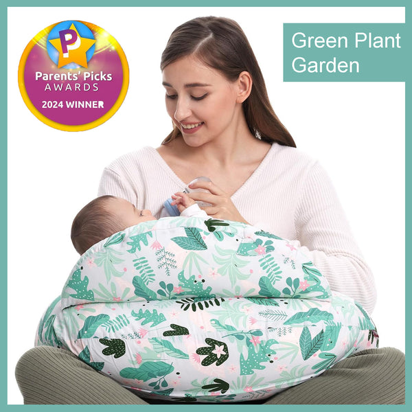 Nursing Pillow and Positioner (Green Plant Garden)